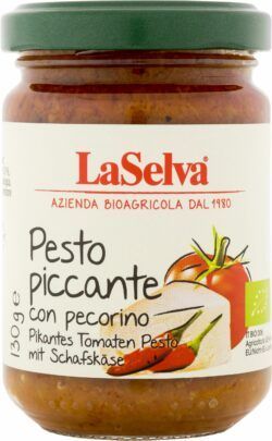 LaSelva Pikantes Tomaten Pesto mit Schafskäse - Pikante Tomatenwürzpaste 130g