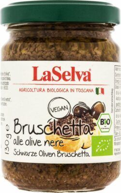 LaSelva Schwarze Oliven Bruschetta - Zubereitung aus schwarzen Oliven 6 x 130g