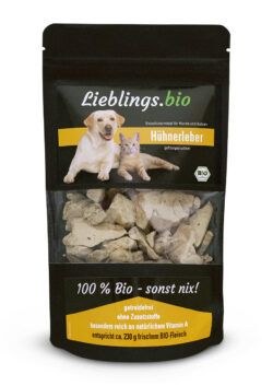 Lieblings.bio Gefriergetrocknete Bio-Hühnerleber für Hunde und Katzen 6 x 50g