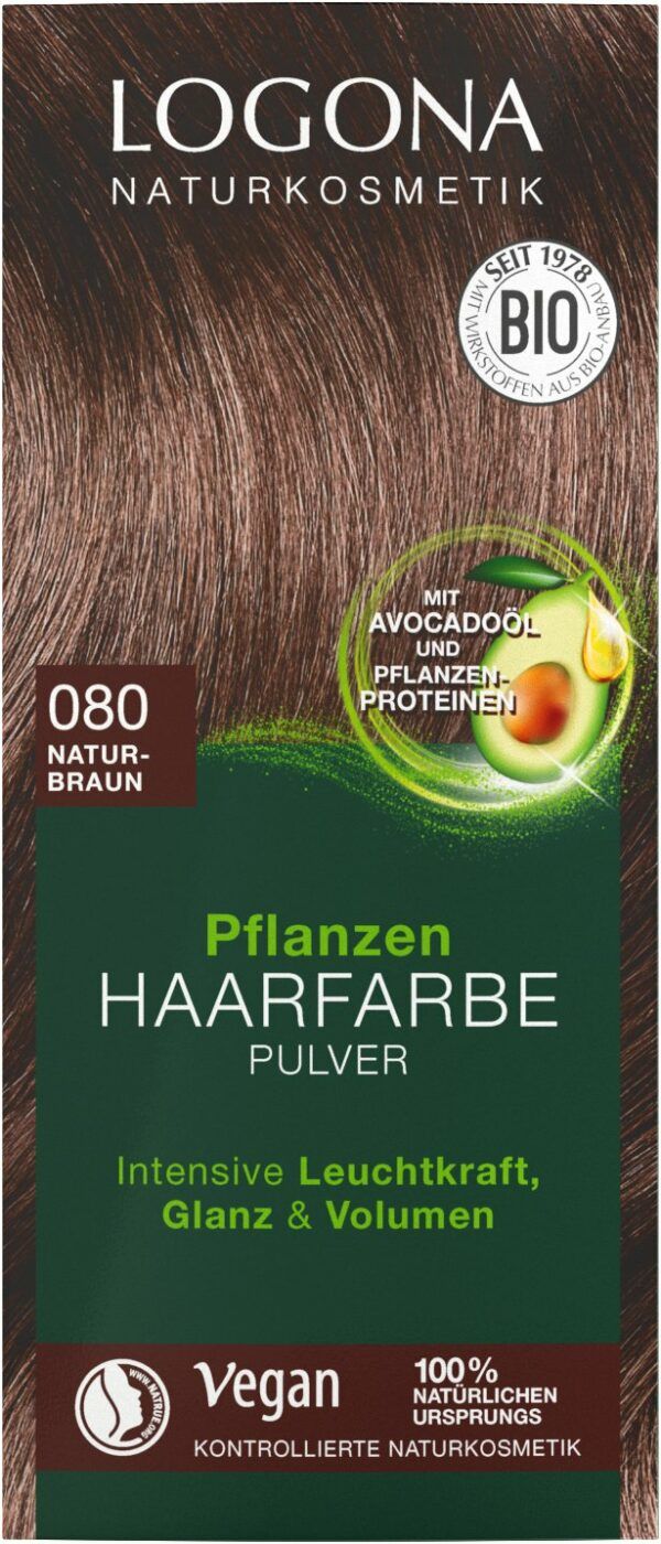 Logona Pflanzen Haarfarbe Pulver 080 naturbraun 100g