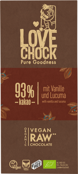 Lovechock B.V. Lovechock Tafel 93 % Kakao Vanille & Lucuma 8 x 70g