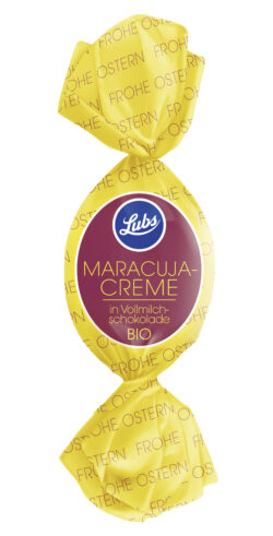 Lubs Confiserie Ostereieer Maracuja-Creme in Vollmilchschokolade Bio, glutenfrei 50 x 20g