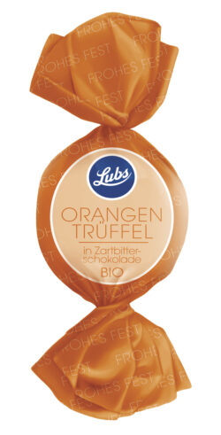 Lubs Confiseriekugeln Orangen Trüffel in Zartbitterschokolade, Bio, glutenfrei 17g