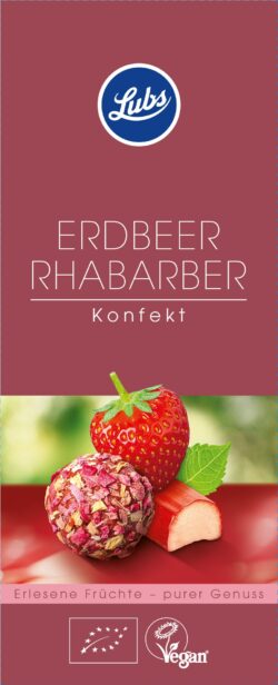 Lubs Erdbeer Rhabarber Konfekt, Bio-Fruchtkonfekt, glutenfrei, vegan 6 x 80g