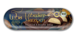 Lubs Lübecker Marzipanbrot mit Honig - Vollmilchschokolade, Bio, glutenfrei 50g