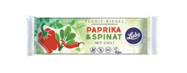 Lubs Paprika & Spinat mit Chili Gemüseriegel 25 x 30g