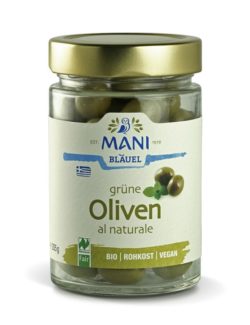 MANI® MANI Grüne Oliven al naturale, bio, NL Fair 6 x 205g