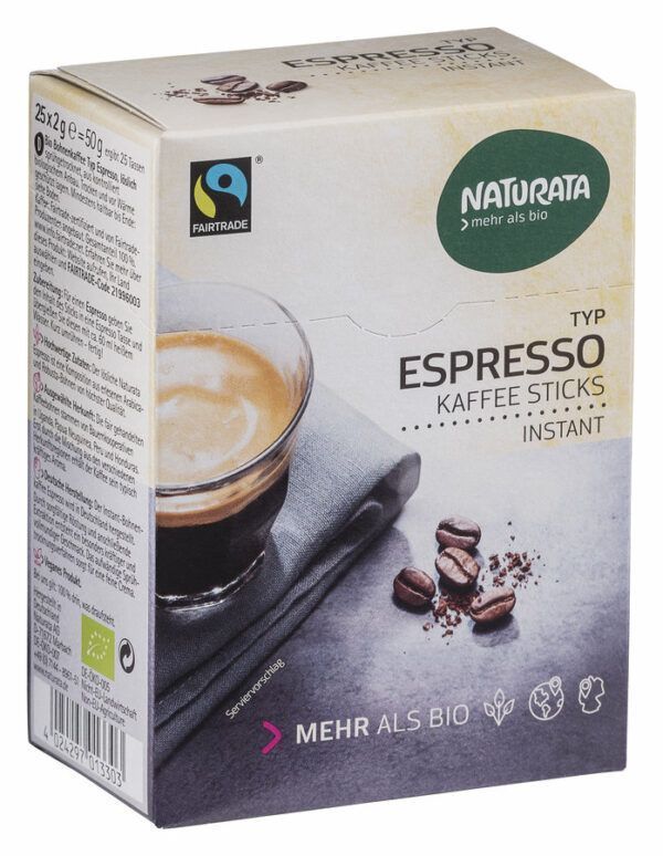 NATURATA Espresso Kaffee-Sticks Bohnenkaffee, instant 8 x 50g