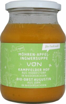Naturkost Elkershausen Möhren-Apfel-Ingwersuppe VON Kampfelder Hof/ Bio-Obst Augustin 6 x 450g