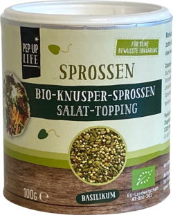 PepUpLife Knusper Sprossen | Salat-Topping - Bio-Sprossen mit Basilikum 10 x 100g