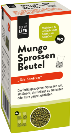 PepUpLife Sprossenbeutel Bio Mungobohnen, zum selber ziehen ohne Geräte, 4x20g 10 x 80g