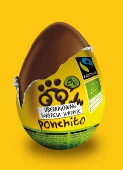 Ponchito organic and Fairtrade milk chocolate egg with surprise 36 x 20g