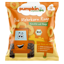 Pumpkin Organics : Bio Mehrkorn Ringe aus Karotte und Mango 8 x 20g