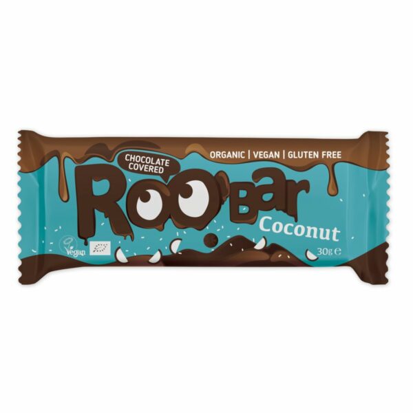 ROO´BAR Roobar Kokosnuss mit Schokoladenüberzug, 30g, glutenfrei 16 x 30g