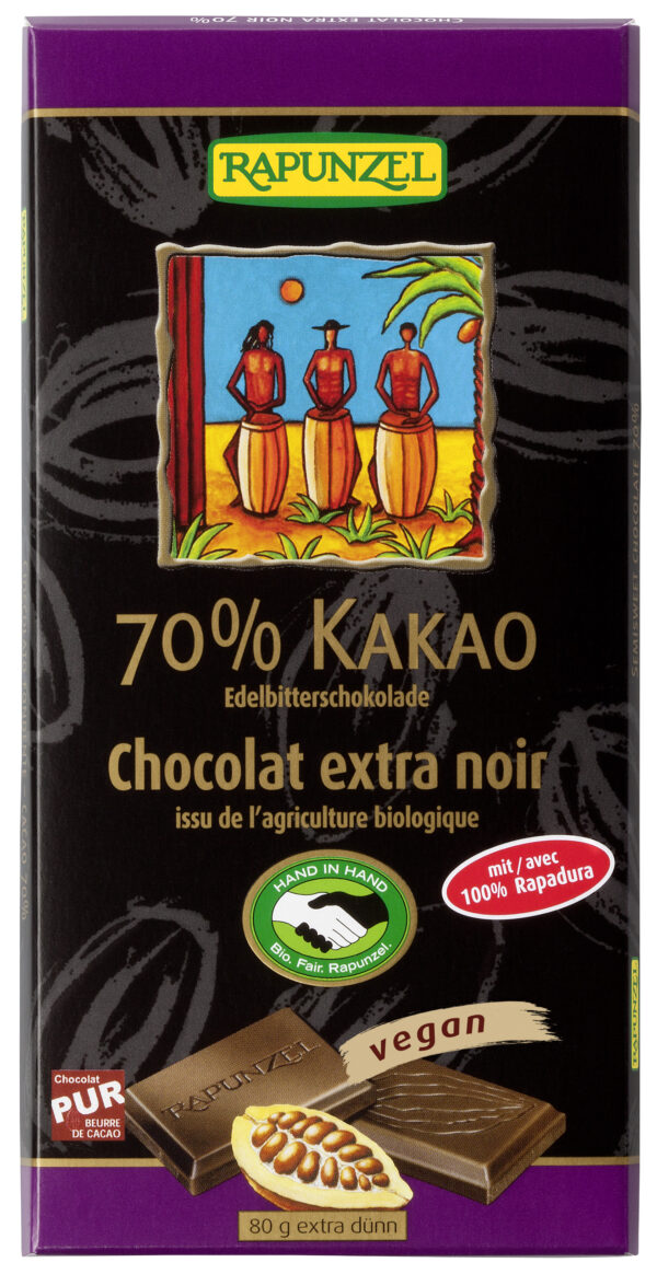 Rapunzel Edelbitter Schokolade 70% Kakao mit Rapadura HIH 80g