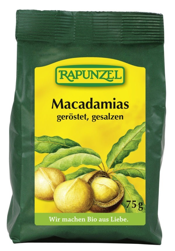 Rapunzel Macadamia Nusskerne geröstet, gesalzen 8 x 75g