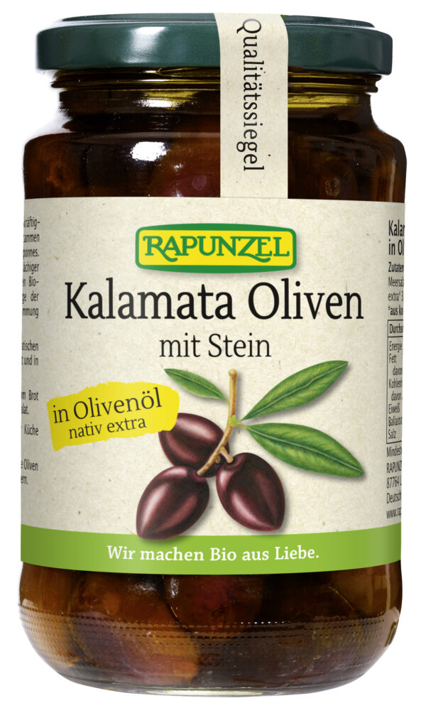 Rapunzel Oliven Kalamata violett, mit Stein in Olivenöl 6 x 335g