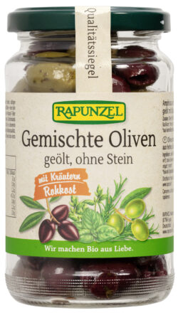 Rapunzel Oliven gemischt mit Kräutern, ohne Stein geölt 170g