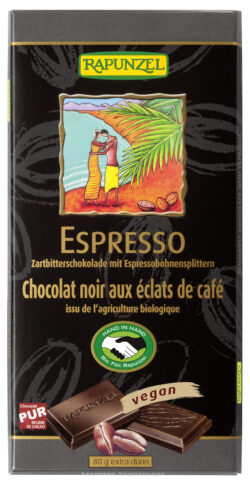 Rapunzel Zartbitter Schokolade 51% Kakao mit Espressobohnensplittern HIH 80g