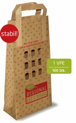 Regional ist 1. Wahl Papiertragetasche mit Ausstanzung für vorgepackte Kartoffeln und Äpfel usw. 100stück
