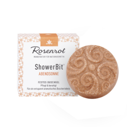 Rosenrot Naturkosmetik ShowerBit® - festes Duschgel Abendsonne - 60g - in Schachtel - Pflegedusche für den Kick am Morgen. 60g