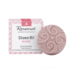 Rosenrot Naturkosmetik ShowerBit® - festes Duschgel Wildrose - 60g - in Schachtel - Pflegedusche für den Kick am Morgen. 60g
