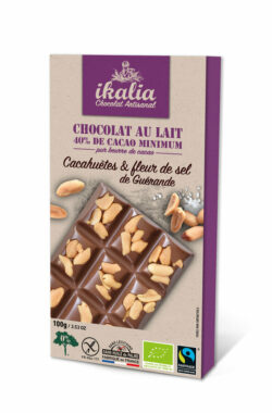 SAVN Tafel Milchschokolade 40% Kakao mit Erdnüsse und Meersalz aus Guérande 8 x 100g