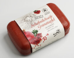 Saling Schafmilchseife Granatapfel, 100g Stück mit Banderole, cosmos organic zertifiziert 12 x 100g
