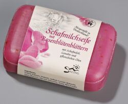 Saling Schafmilchseife mit Rosenblütenblättern Rose pink 100g Stück mit Banderole, BDIH zertifiziert 12 x 100g