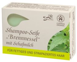 Saling Shampoo-Seife Brennnessel mit Schafmilch für fettiges und strapaziertes Haar 12 x 125g