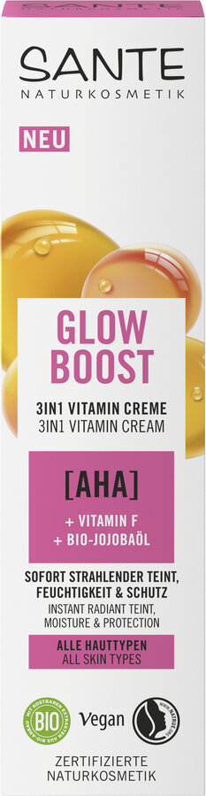 Sante Glow Boost Vitamin Creme mit AHA, Vitamin F & Bio-Jojobaöl 30ml