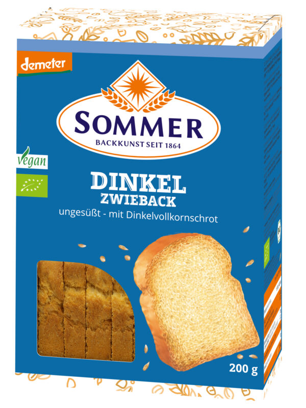 Sommer & Co. Demeter Dinkel-Zwieback, ungesüßt 6 x 200g