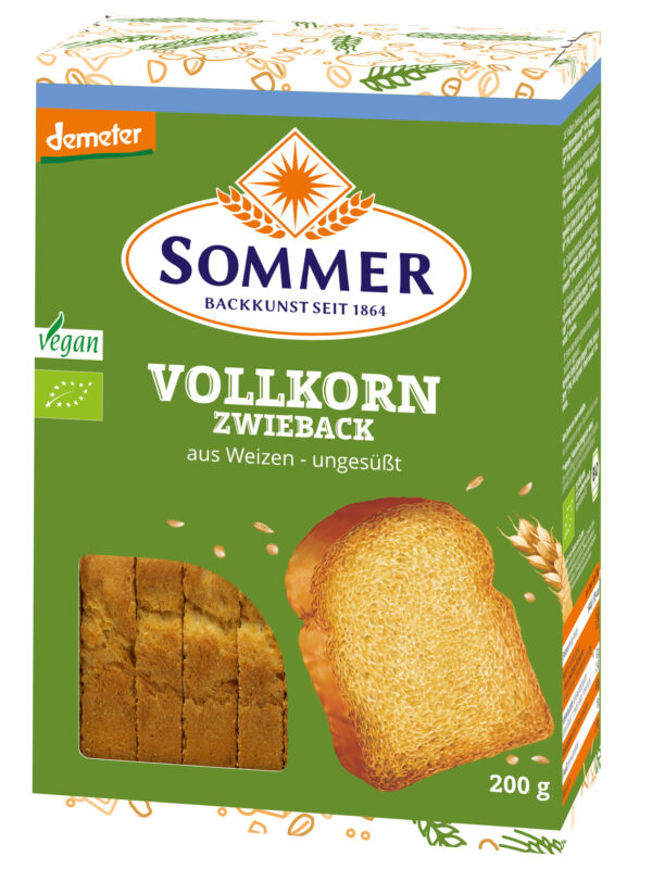 Sommer & Co. Demeter Weizen-Vollkorn Zwieback 6 x 200g