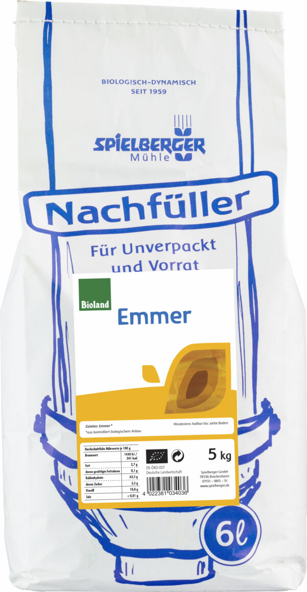 Spielberger Mühle Emmer, bioland - Nachfüller für Unverpackt und Vorrat 5kg