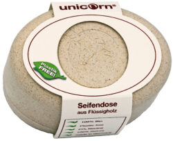 Unicorn ® Seifendose aus Flüssigholz groß, sahneweiß 45g