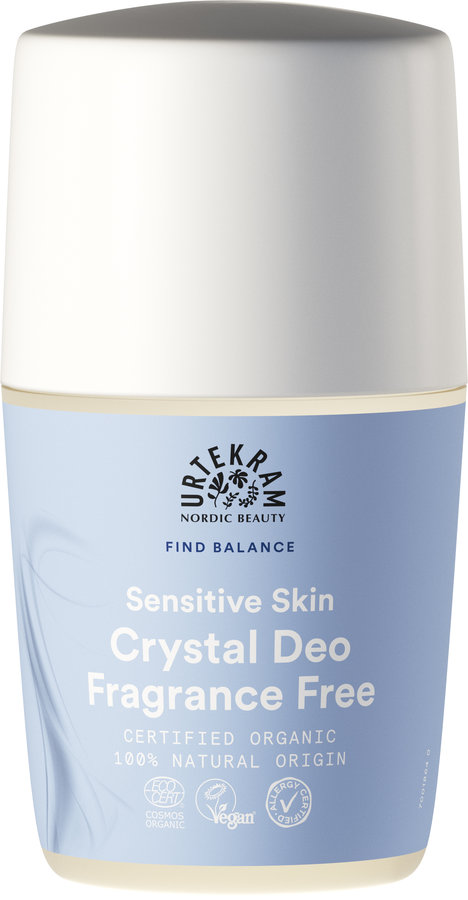Urtekram Fragrance Free Sensitive Skin Crystal Deodorant Roll-On 50ml