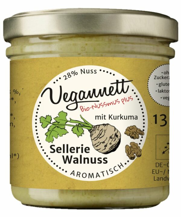 Vegannett Sellerie Walnuss Bioaufstrich mit Kurkuma, vegan 135g