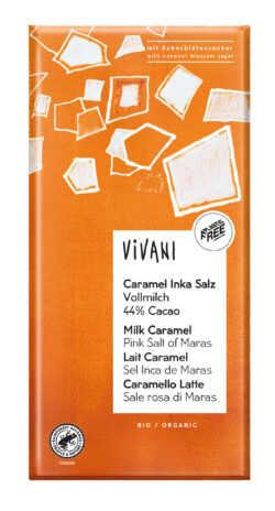 Vivani Caramel Inka Salz m. 44% Cacao und Kokosblütenzucker 80g