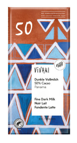 Vivani Dunkle Vollmilch 50% Cacao Panama mit Kokosblütenzucker 10 x 80g