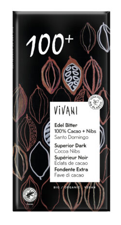 Vivani Edel Bitter 100% Cacao + Nibs, Santo Domingo 10 x 80g