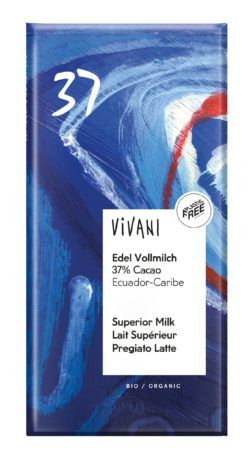 Vivani Edel Vollmilch Schokolade 37% Cacao Ecuador- Caribe 10 x 100g
