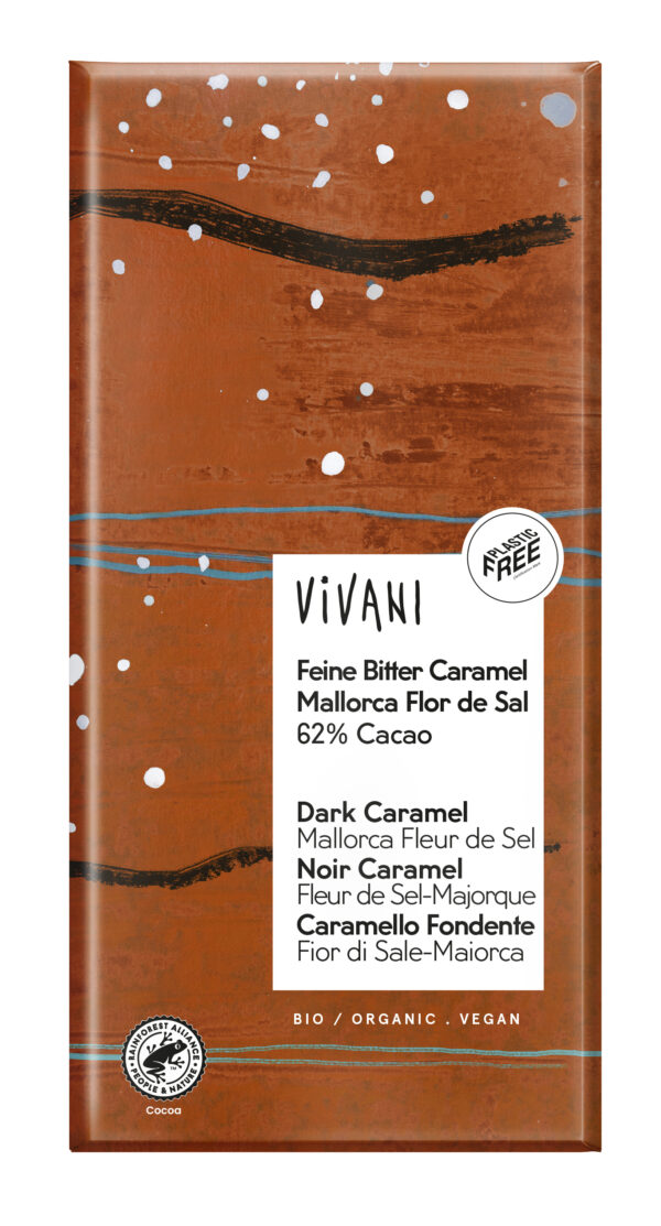 Vivani Feine Bitter Caramel Mallorca Flor de Sal 62% Cacao 10 x 80g