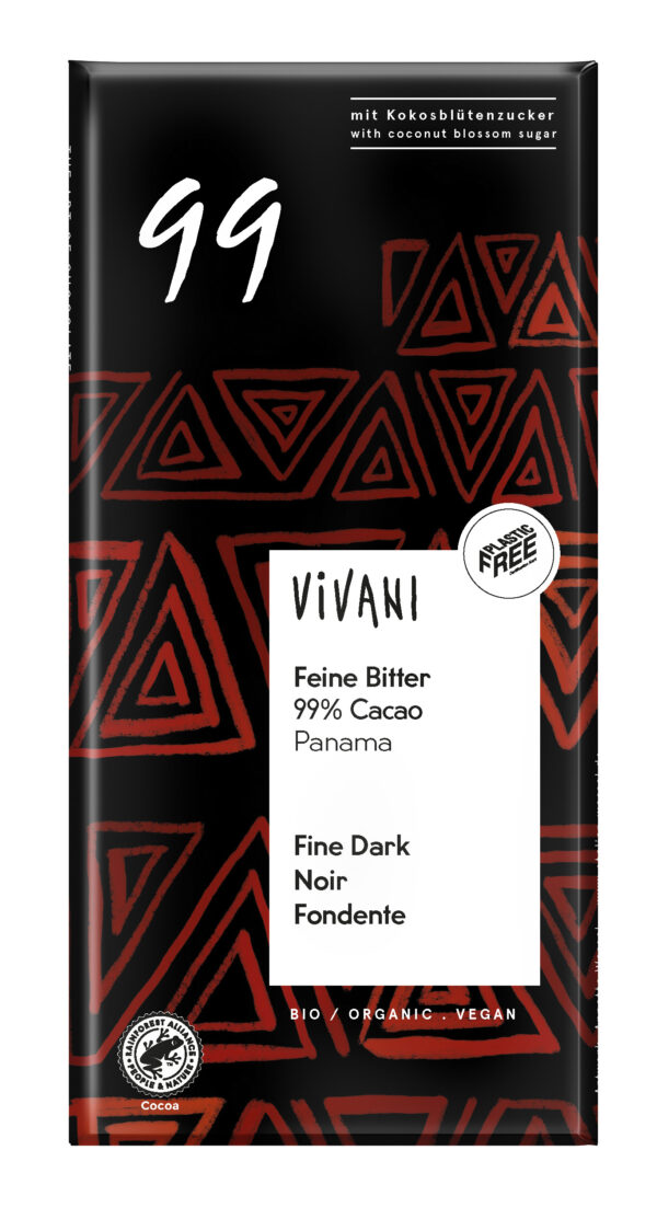 Vivani Feine Bitter Schokolade 99 % Cacao Panama 80g