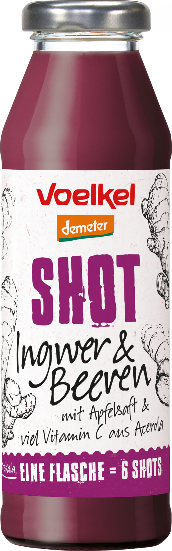Voelkel Shot Ingwer & Beeren mit Apfelsaft & viel Vitamin C aus Acerola 0,28l