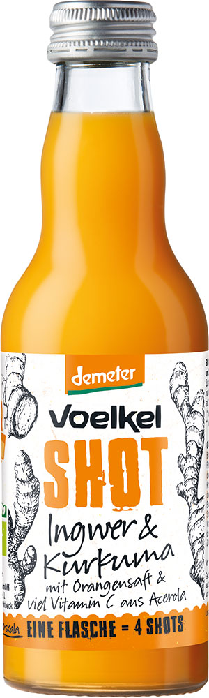 Voelkel Shot Ingwer & Kurkuma mit Orangensaft & viel Vitamin C aus Acerola 0,2l