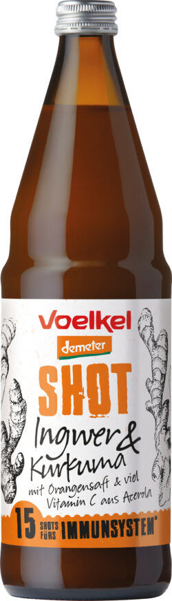 Voelkel Shot Ingwer & Kurkuma mit Orangesaft und viel Vitamin C aus Acerola 0,75l