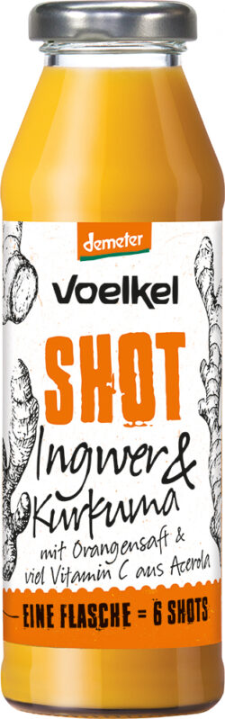 Voelkel Shot Ingwer & Kurkuma mit Orangensaft & viel Vitamin C aus Acerola 6 x 0,28l