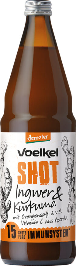 Voelkel Shot Ingwer & Kurkuma mit Orangensaft & viel Vitamin C aus Acerola 0,75l