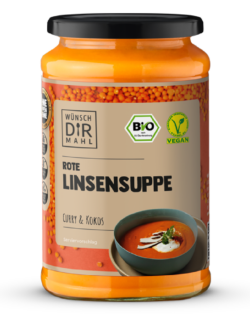 Wünsch Dir Mahl Rote Linsensuppe Curry & Kokos 380ml Bio & vegan 380ml