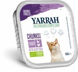 Yarrah Organic Petfood Yarrah Bio Katze Schale Bröckchen getreidefrei Huhn & Truthahn 16 x 100g